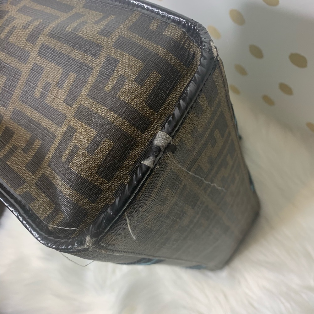 FENDI Zucca Spalmati Palazzo Aqua Print Web Tote - Picture 8 of 14